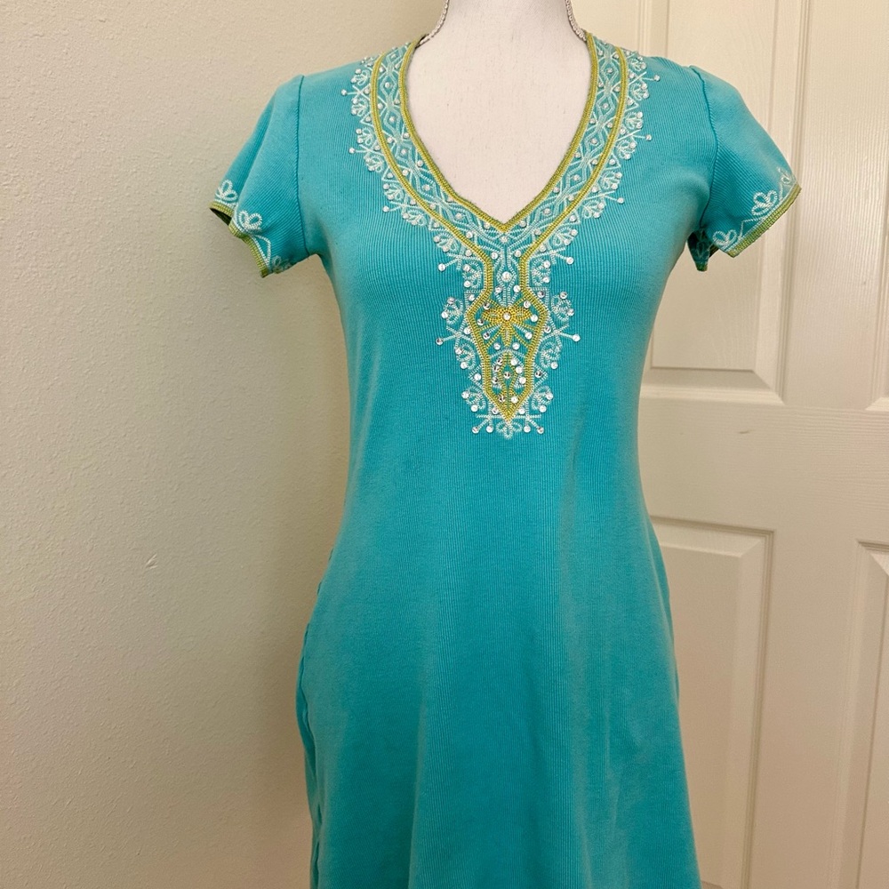 Moda International Blue Embellished Tunic Top